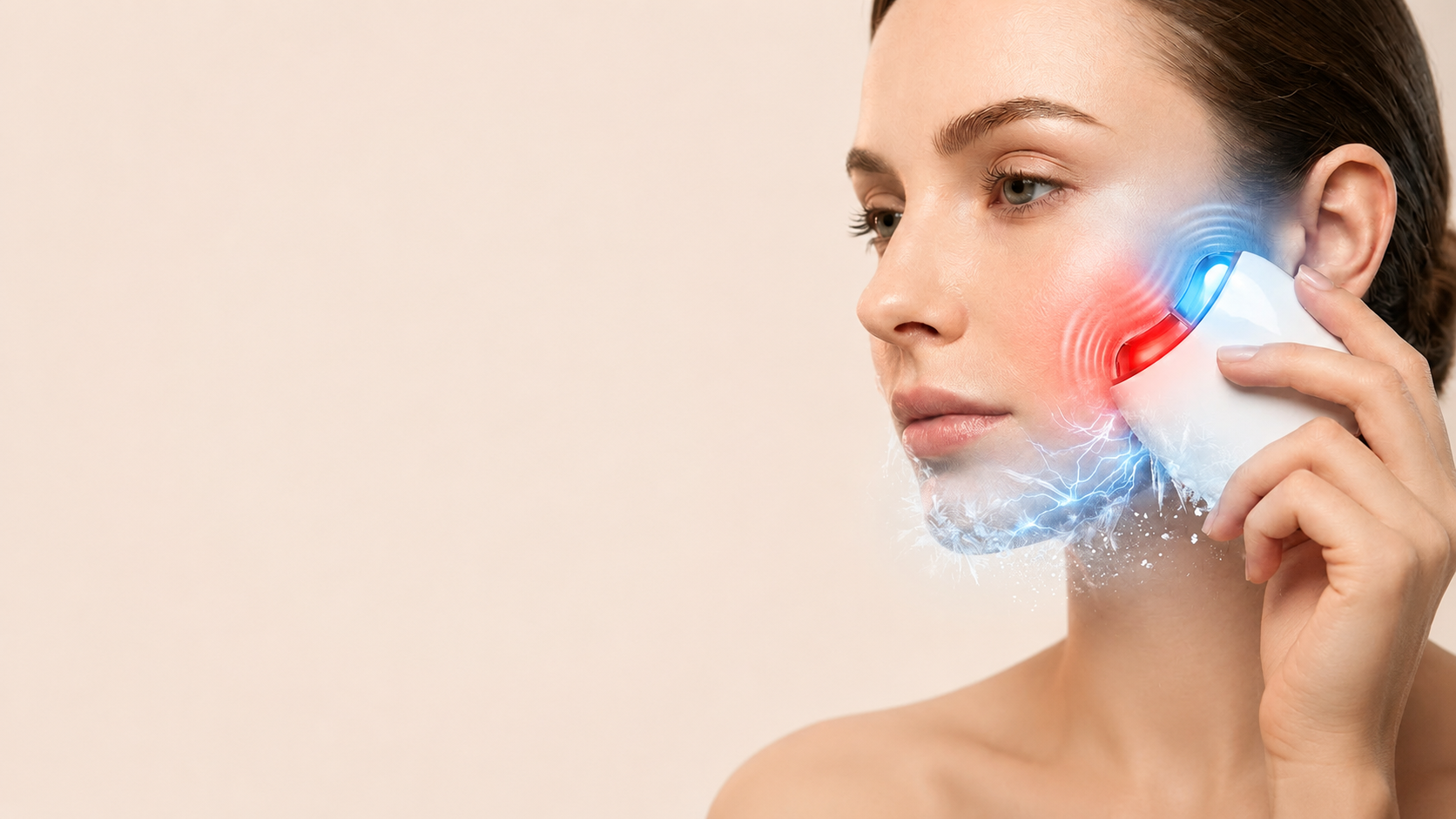 Facial beauty device used on cheek