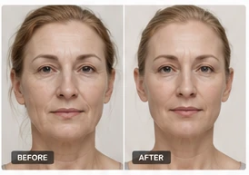 Before and after facial results on mature skin