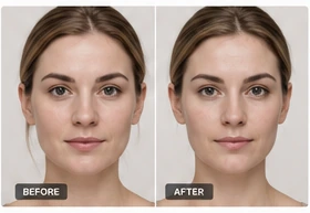 Before and after facial results on younger skin