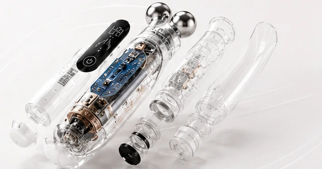 Exploded view of an EMS beauty device